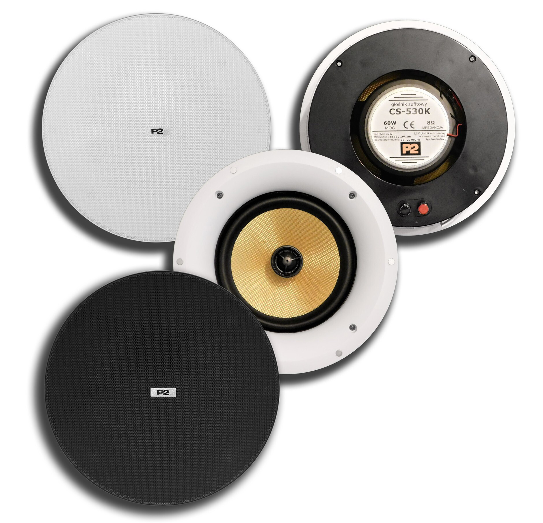 CS-530K – dvojpásmový stropný reproduktor P2 30 W, 8 ohmov, čierny