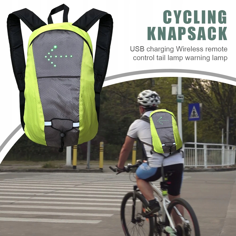 Men's Backpack Cycling MTB Bag LED Turn Signal Light Wireless Remote Rodzaj gwintu 2G11