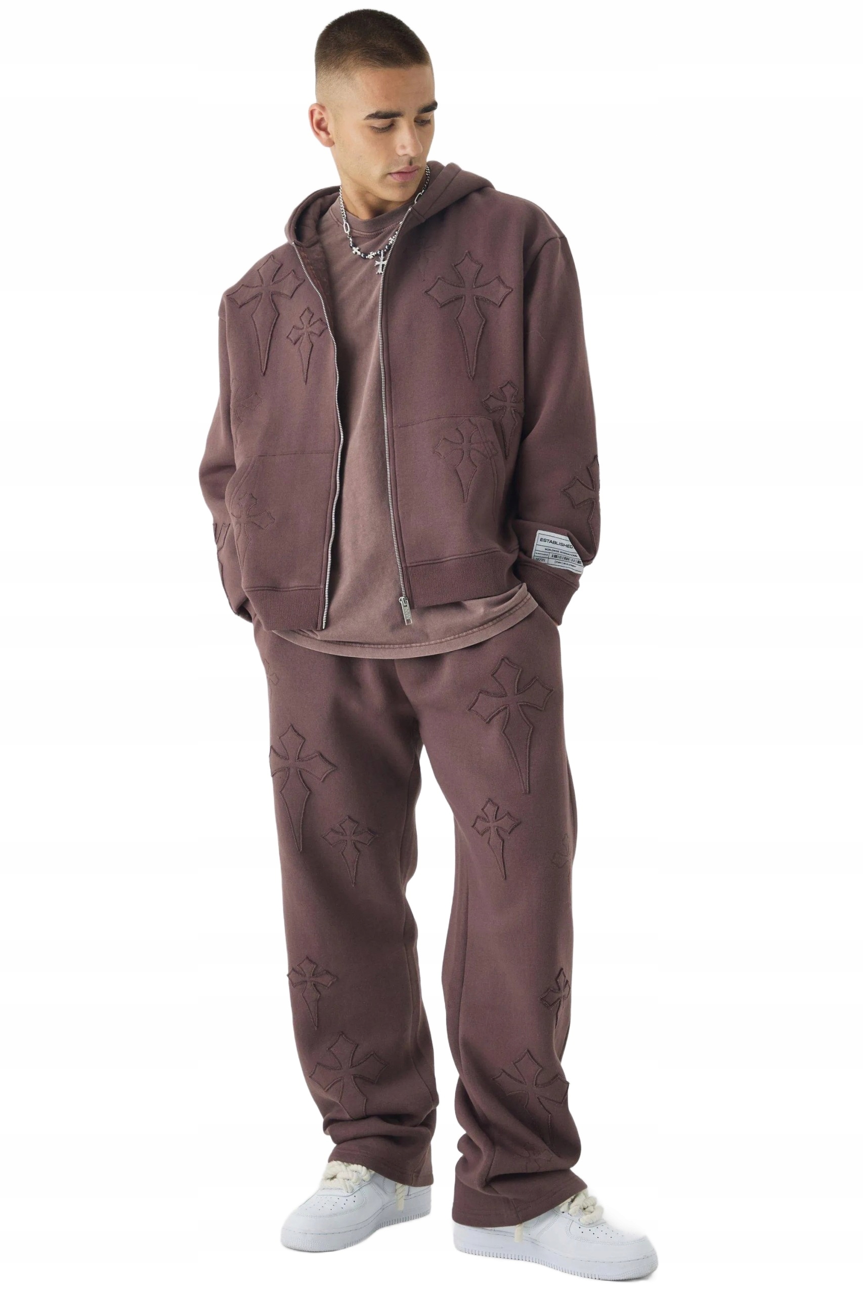 Boohooman Pánský Teplákovka Komplet S Kapucí Dlouhé Nohavice S Potiskem XL Z3A