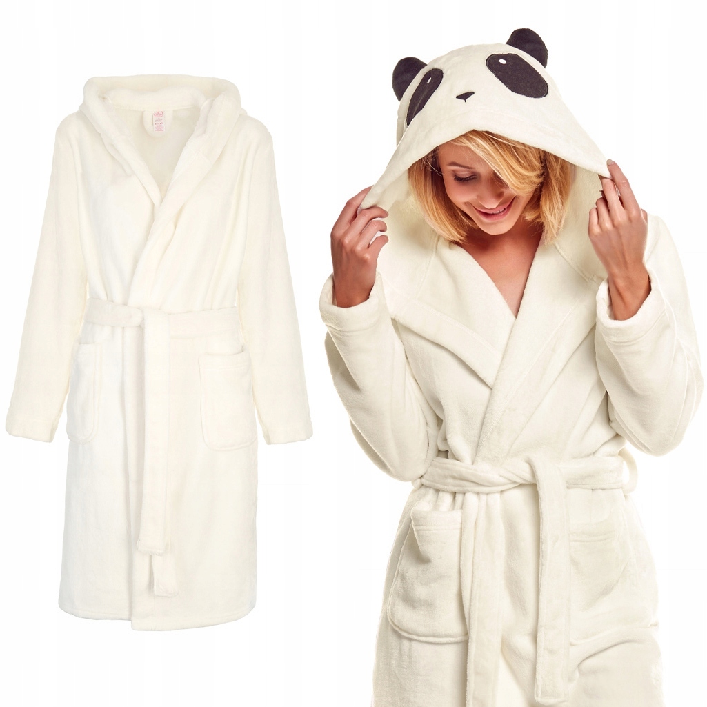 Dámský plyšový župan Henderson 36169 s kapucí, Vázaný Teplý L/XL