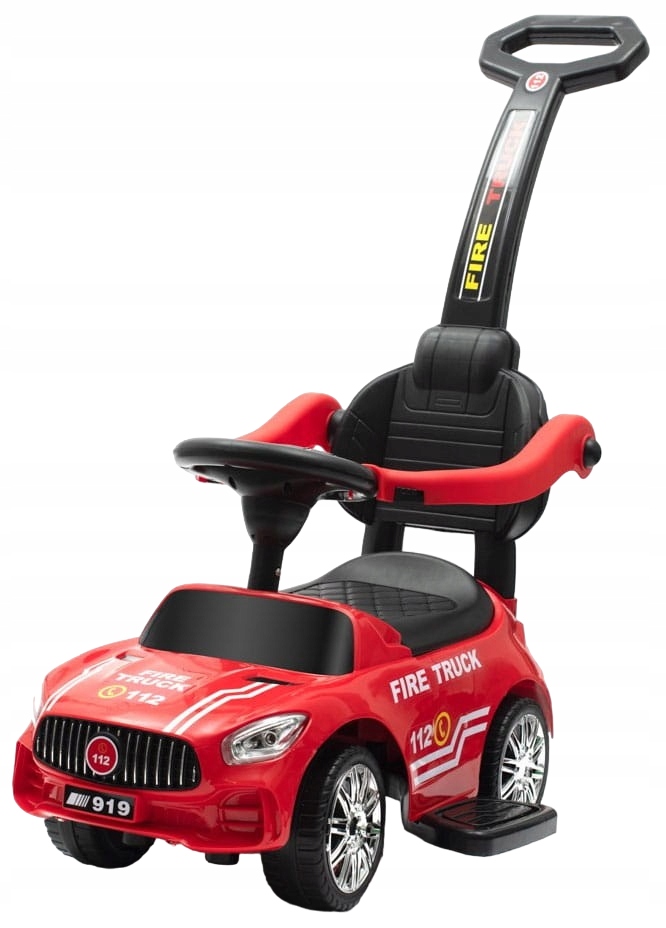 Baby MIX Jeździk Wóz Strażacki Straż Pożarna Schowek Pchacz Dźwięki Stópki