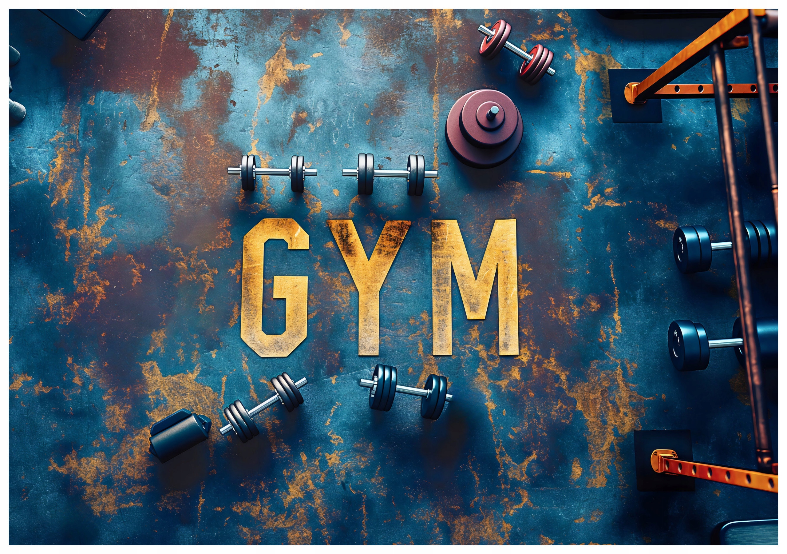 Tapeta Posilovna Zlato Kov Průmysl tmavé pozadí motivace 208x146 lepidlo