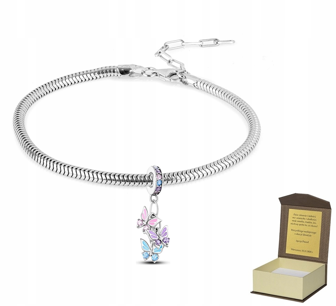 Stříbrný náramek 18-22 cm Charms Motýli BC302