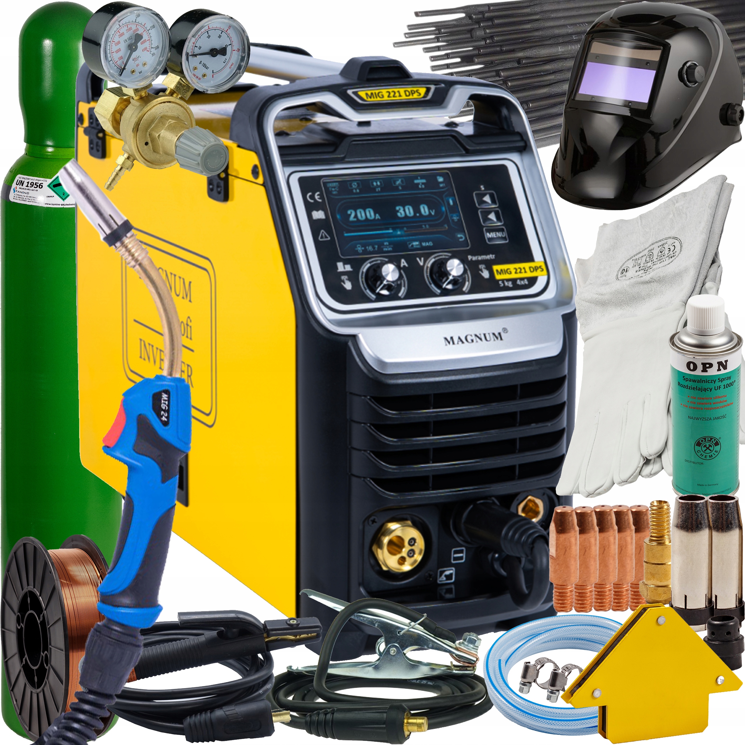 Svařovací stroj Migomat Magnum Mig 221 Dps Mag Tig Puls Synergia 200A sada 1