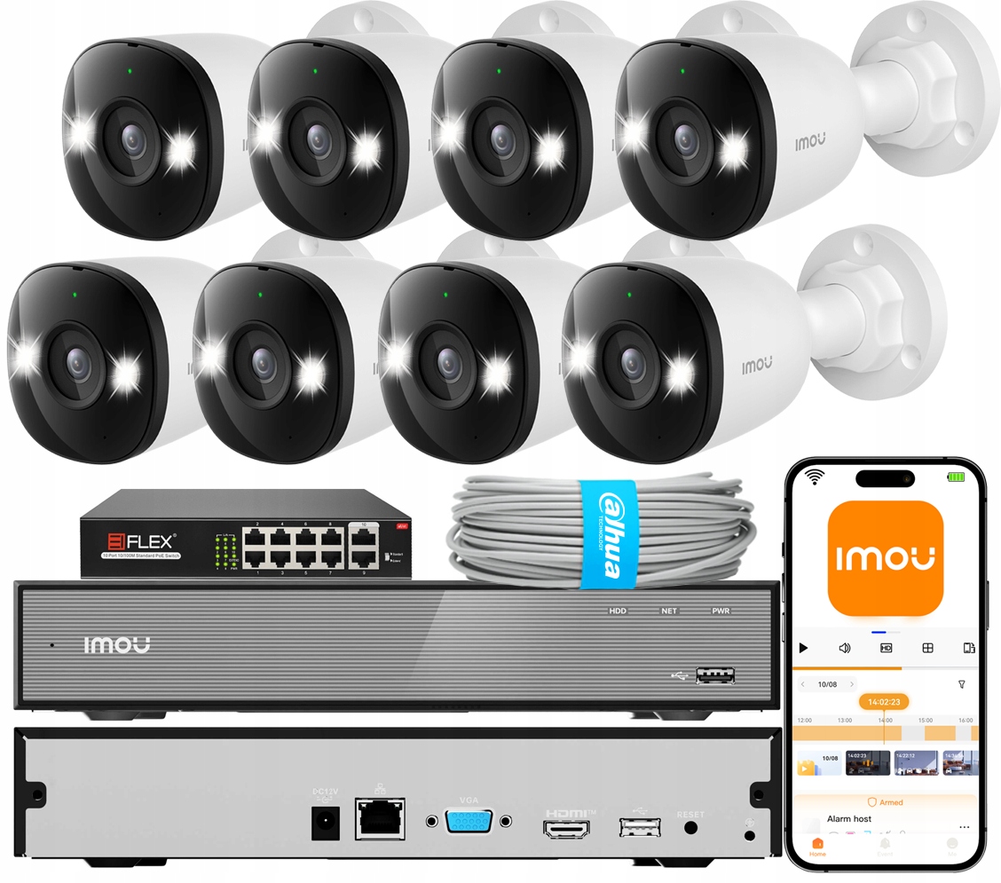 Ip monitorovací sada 5MPx 8 venkovních PoE kamer Imou