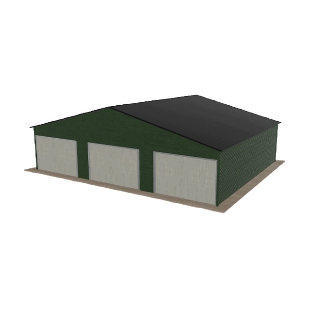Plechová garáž 10.5 x 8.5 m, třípolohová, dvouspádová, zelená