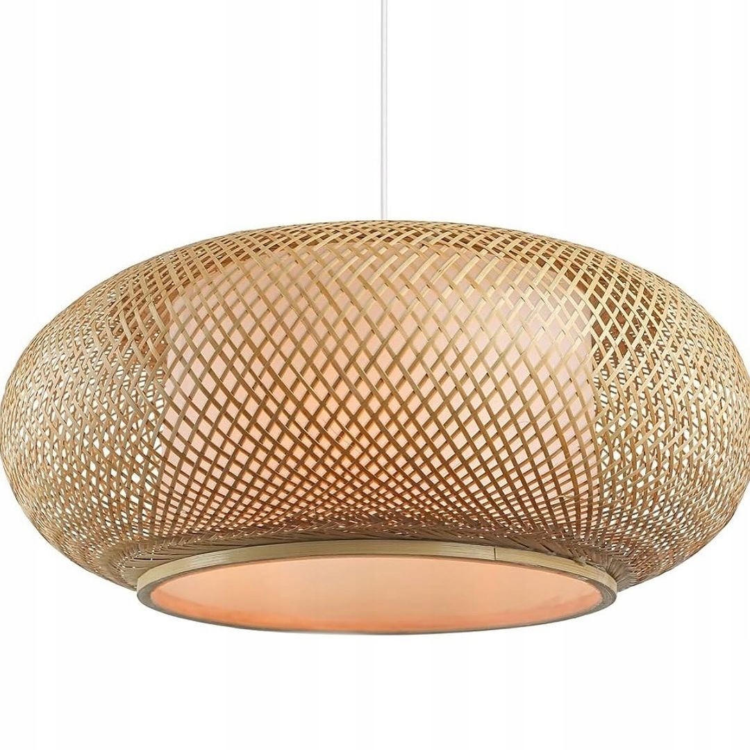 Lampa Sufitowa Wisząca Boho Bambusowa Pleciona Nowoczesna Duża 50CM