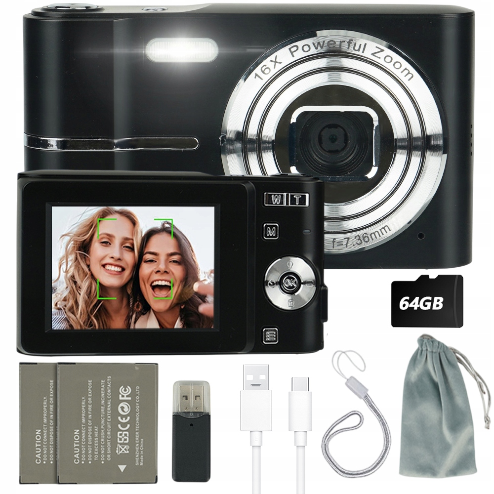 Mini Digitální Fotoaparát 16X Zoom Hd 1080P 50MP Vyplňující Blesk Pro Vlogování