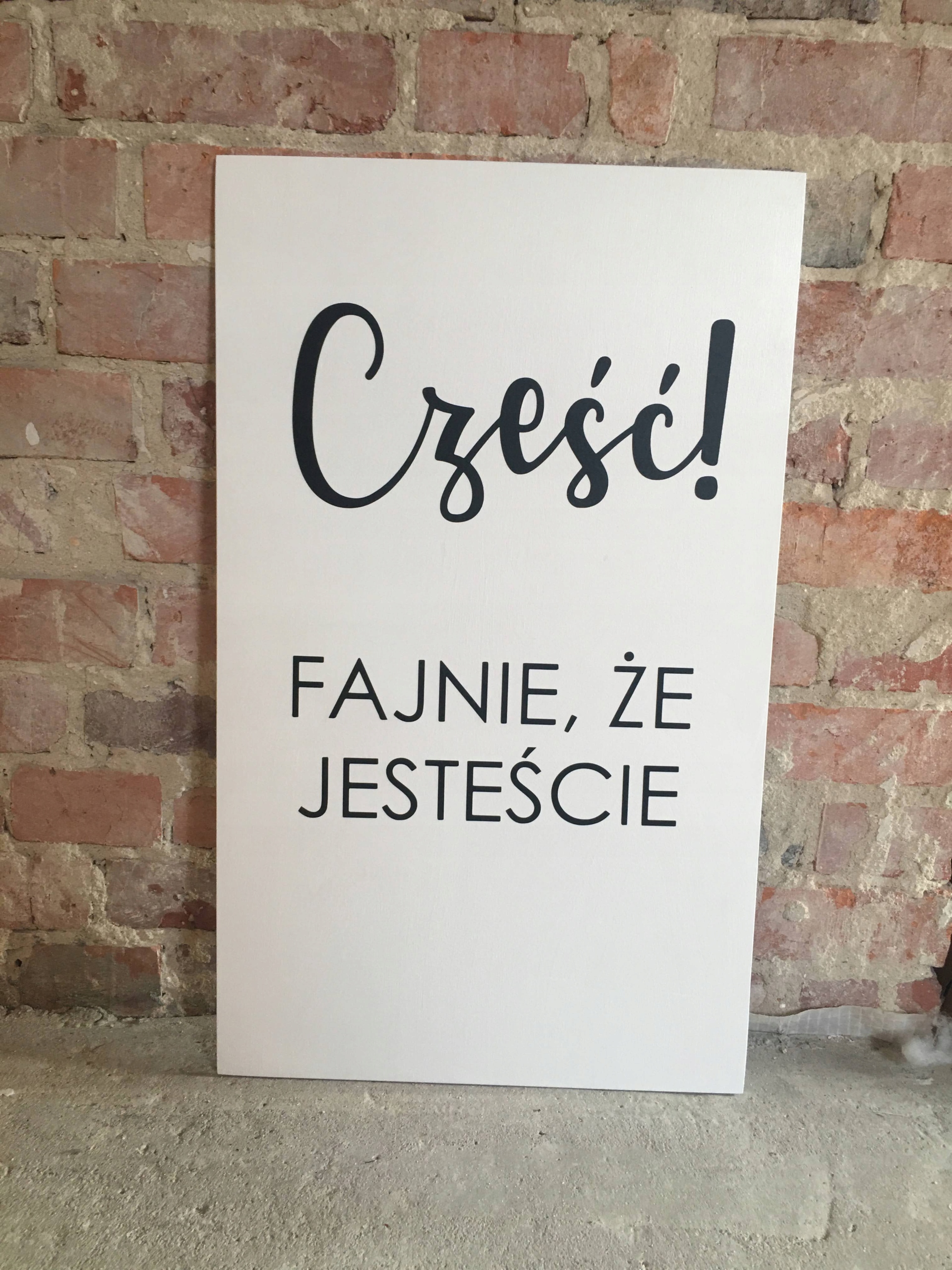 Tablica Powitalna na ślub i wesele, Cześć fajnie że jesteście 30x50 Marka inna