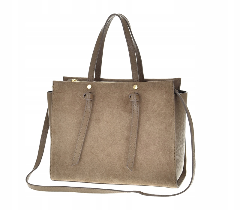 Kabelka z přírodní kůže kufřík mocha hnědá semiš Laura Biaggi