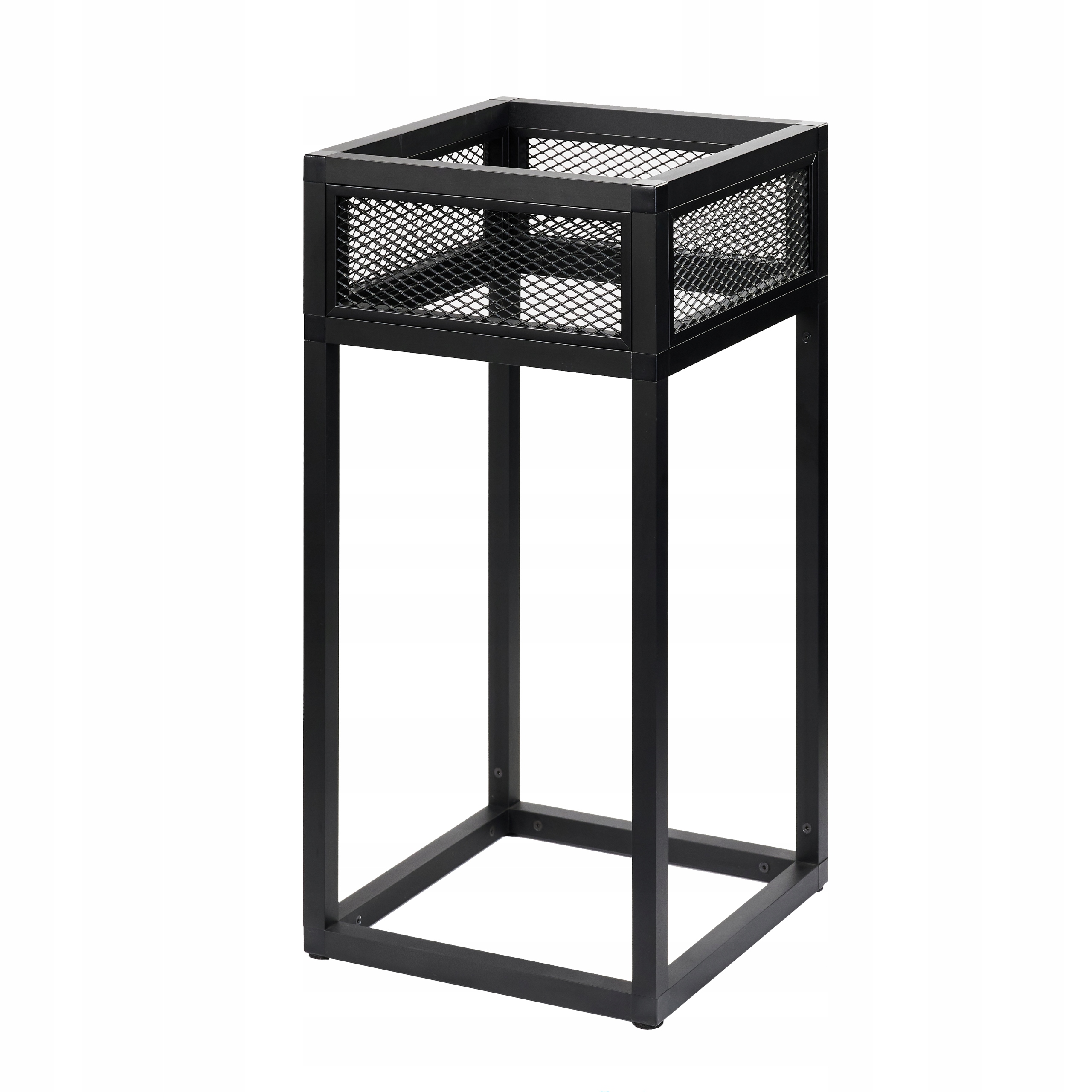 Aluminiový Držák Na Květináč Loft Stojan Černý Mat 300x300x600 Skleněná Deska