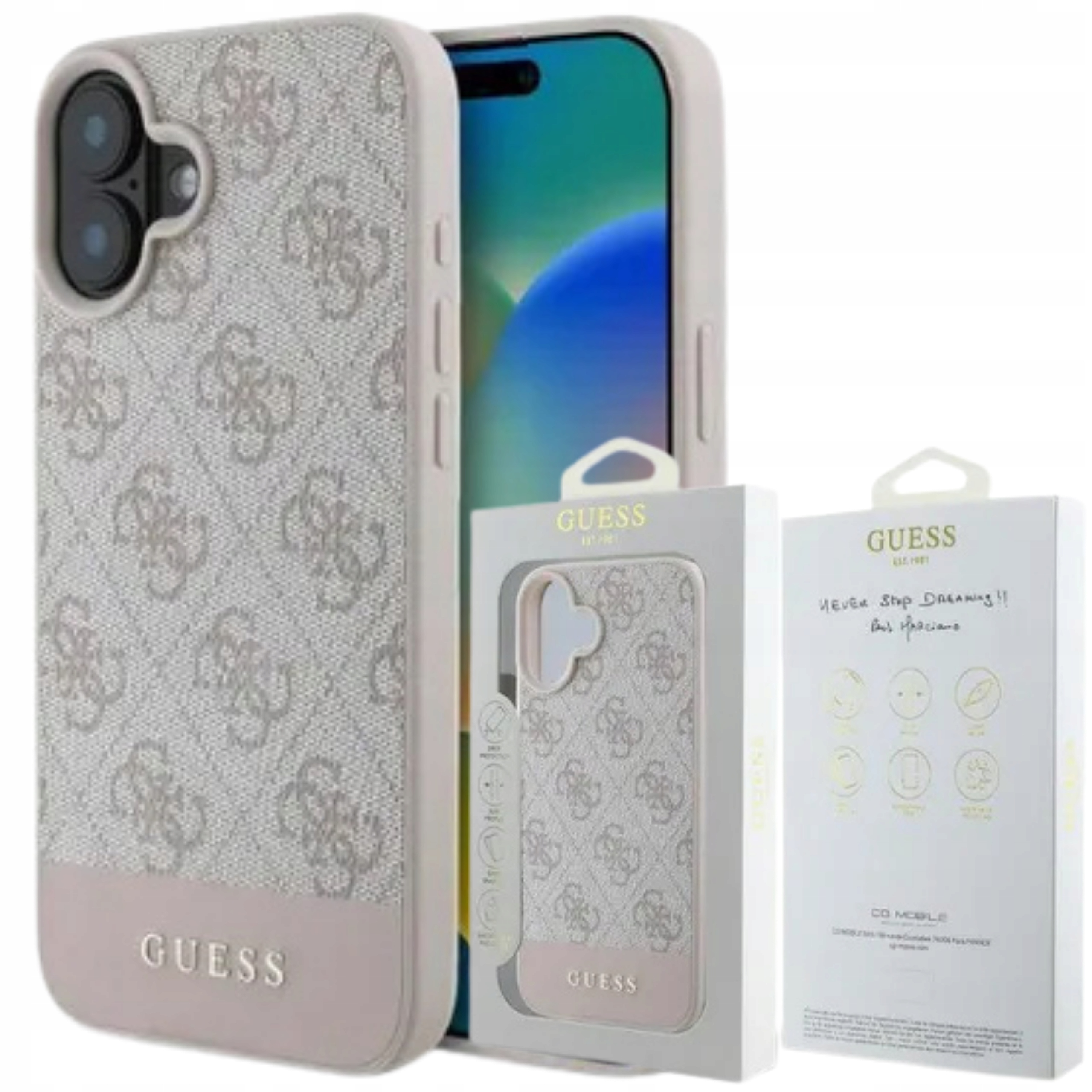 Oryginalne Etui Plecki Tył Nakładka Guess do Apple iPhone 16 różowy