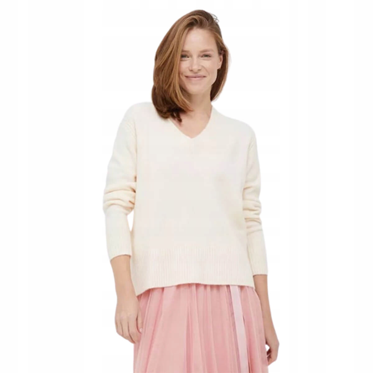 Pepe Jeans Volný Svetr Ecru S Výstřihem Do V (xs)