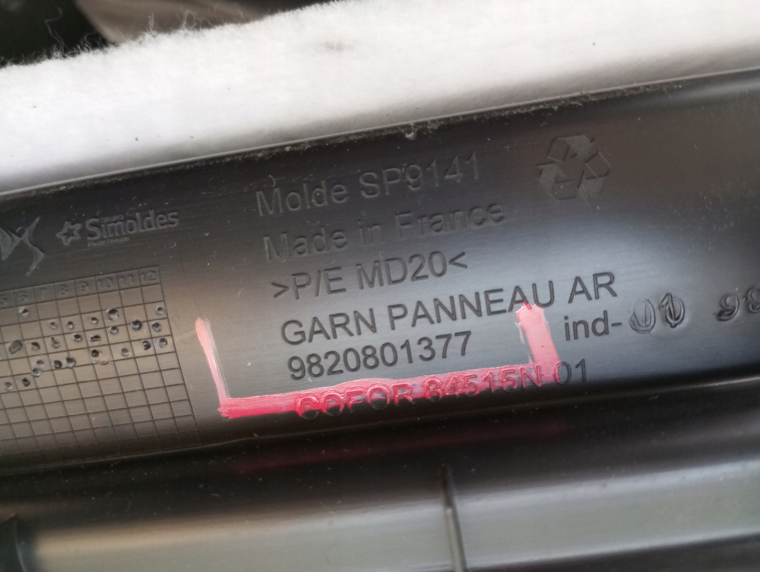 cover for panel wall rear rear part OPEL MOKKA B 9820801377