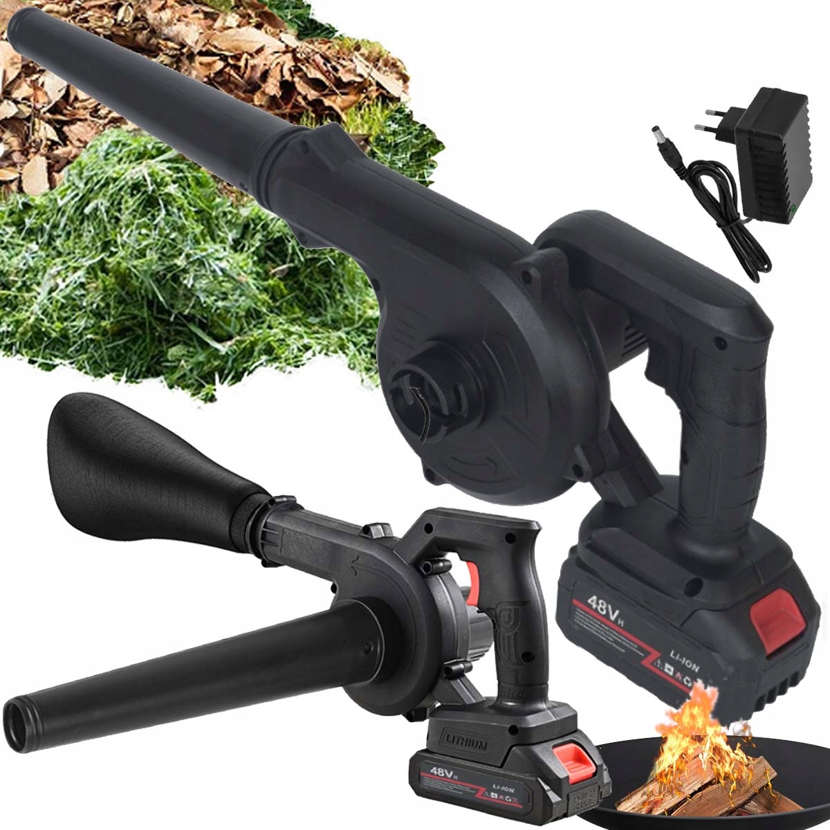 Dmuchawa Mocna Akumulatorowa Ręczna Odkurzacz Ogrodowy Do Liści 2W1 48V