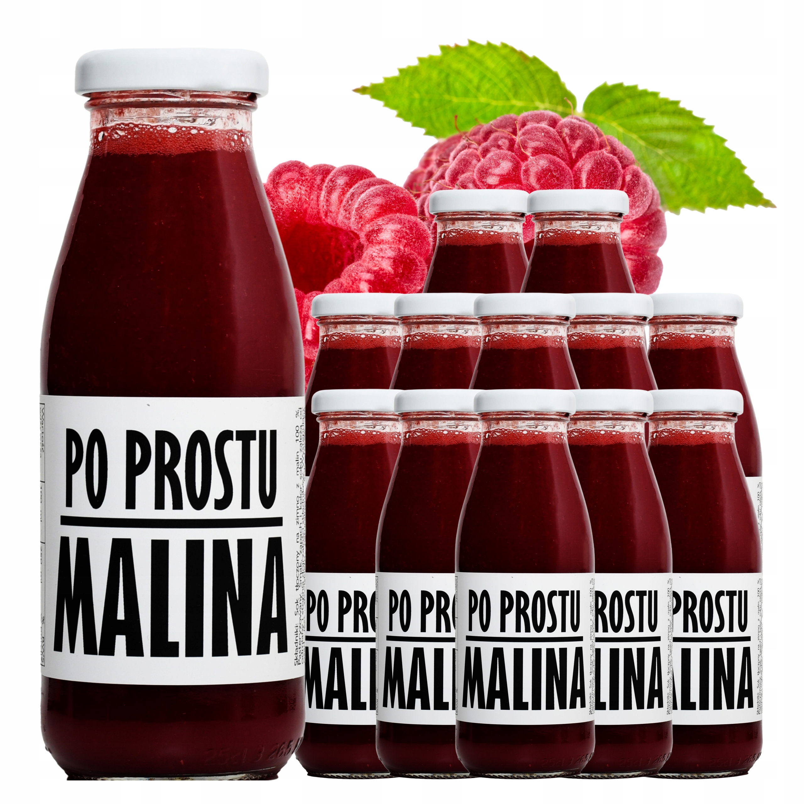 Sok Malinowy 100% Tłoczony z Malin Bez Cukrów i Dodatków Nfc 12x250ml
