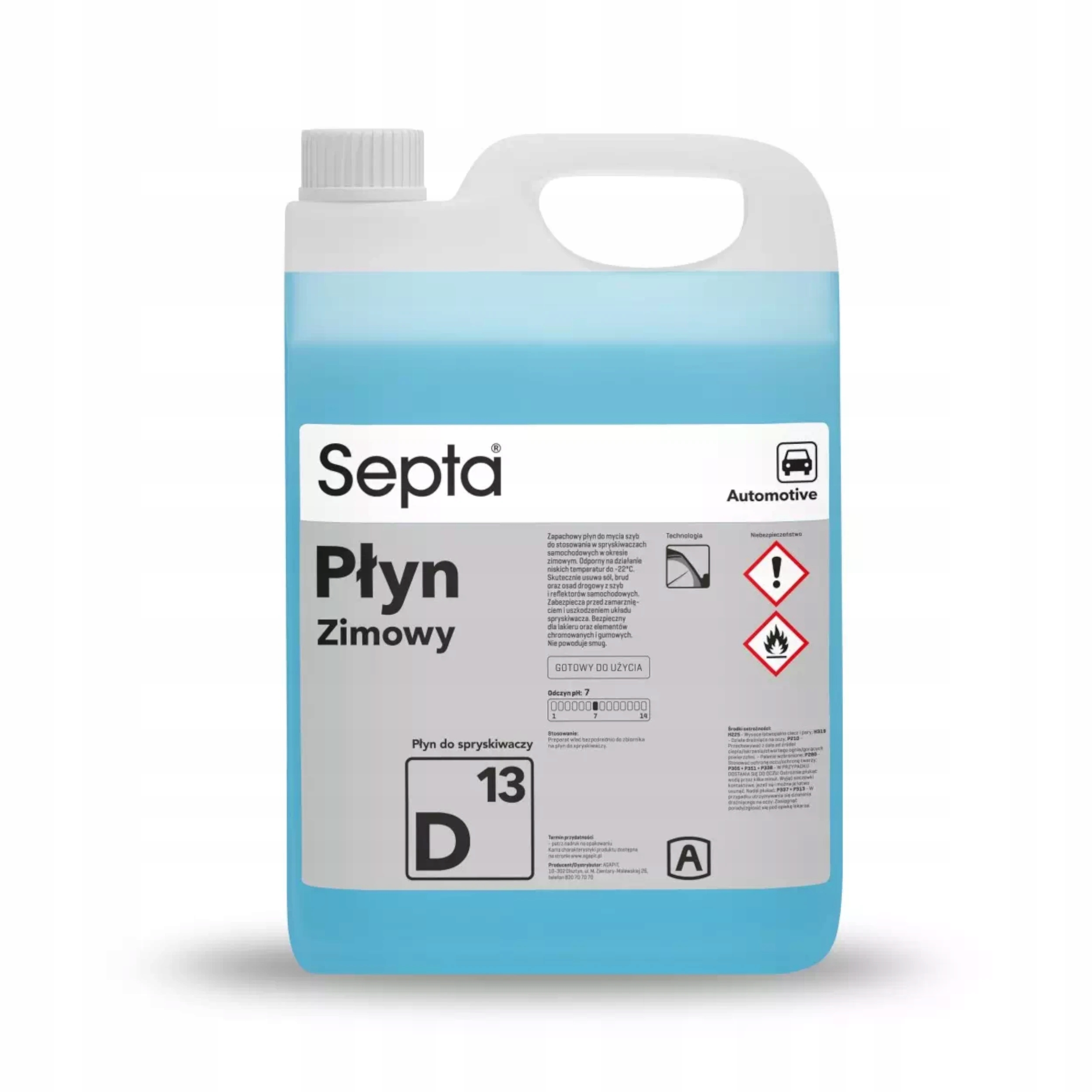 Septa Płyn Zimowy D13 5L Zapachowy, Bezsmugowy, Do Spryskiwaczy