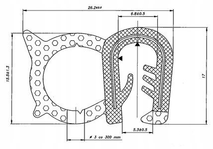 USZCZELKA SZYBY DRZWI CIĄGNIKA KOPARKI GT-29 Numer katalogowy części GT-29