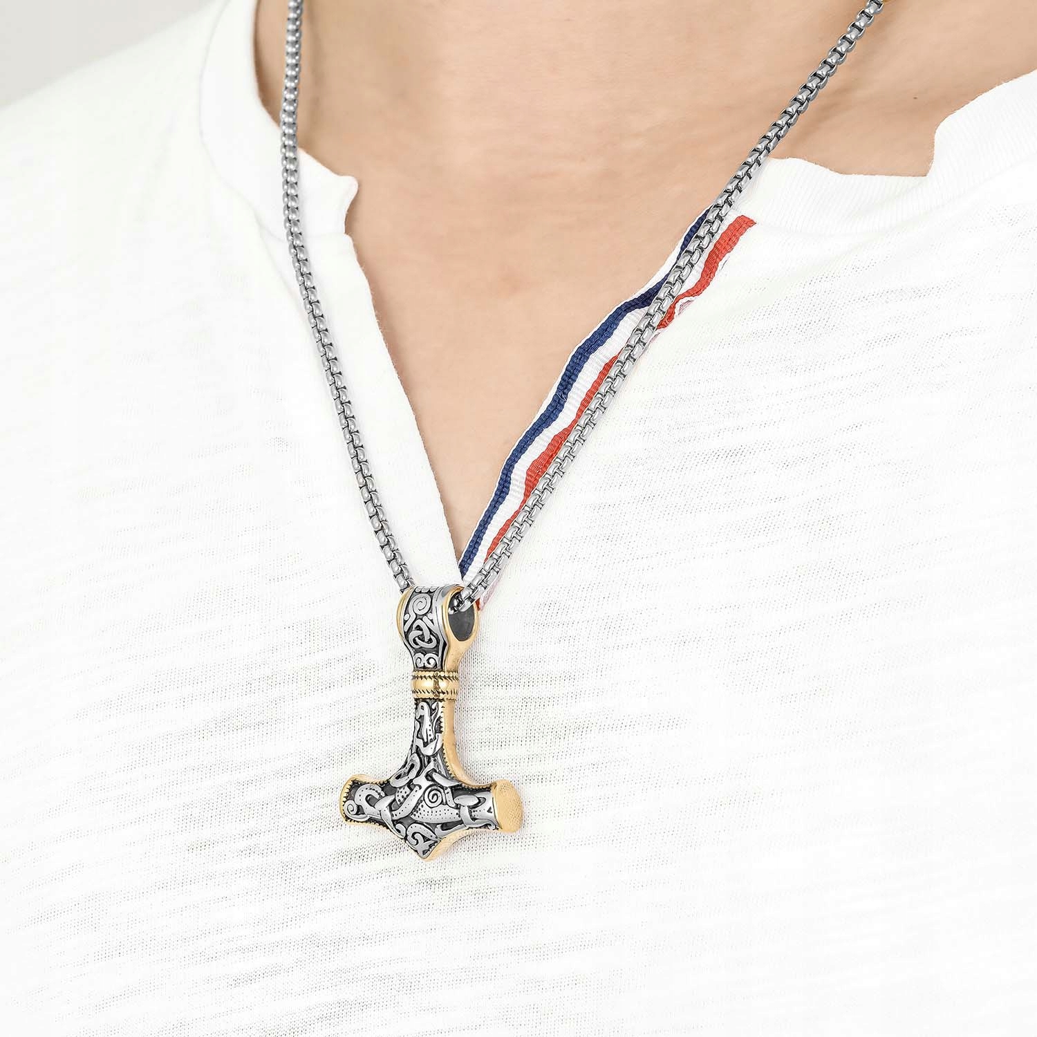 Pozłacany Wisiorek Męski Nordycki Młot Thora Marka Inna marka