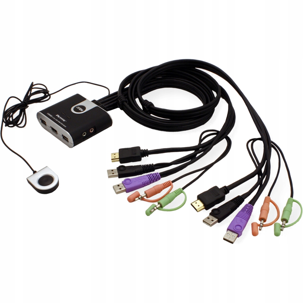 PRZEŁĄCZNIK KVM SWITCH 2 PORTY USB + HDMI + AUDIO Liczba komputerów 2