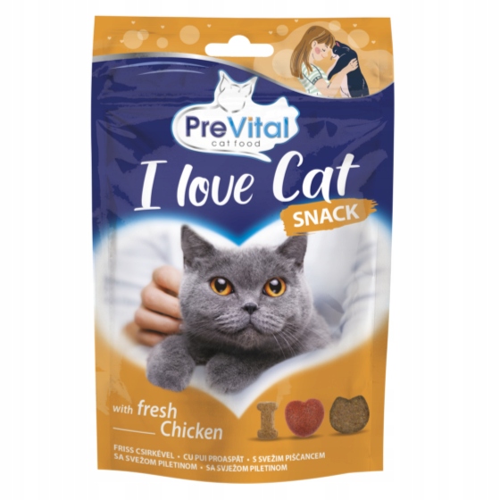 Levně 9X Prevital I love cat snack pamlsek pro kočky s kuřecím masem 60 g