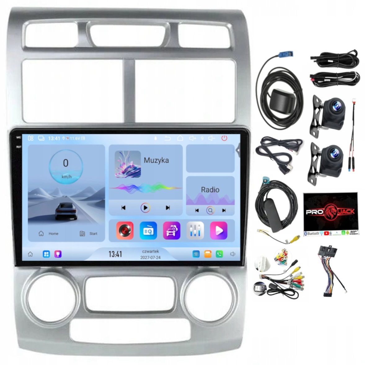 Rádio Navigace Android Carplay Bt Kia Sportage 2004-2007 4GB 64GB Sim