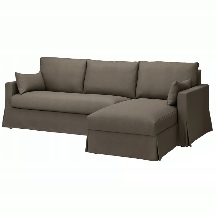 Ikea Hyltarp Pokrytie pohovky pre 3 osoby s ležadlom, pravé, Gransel sivohnedé