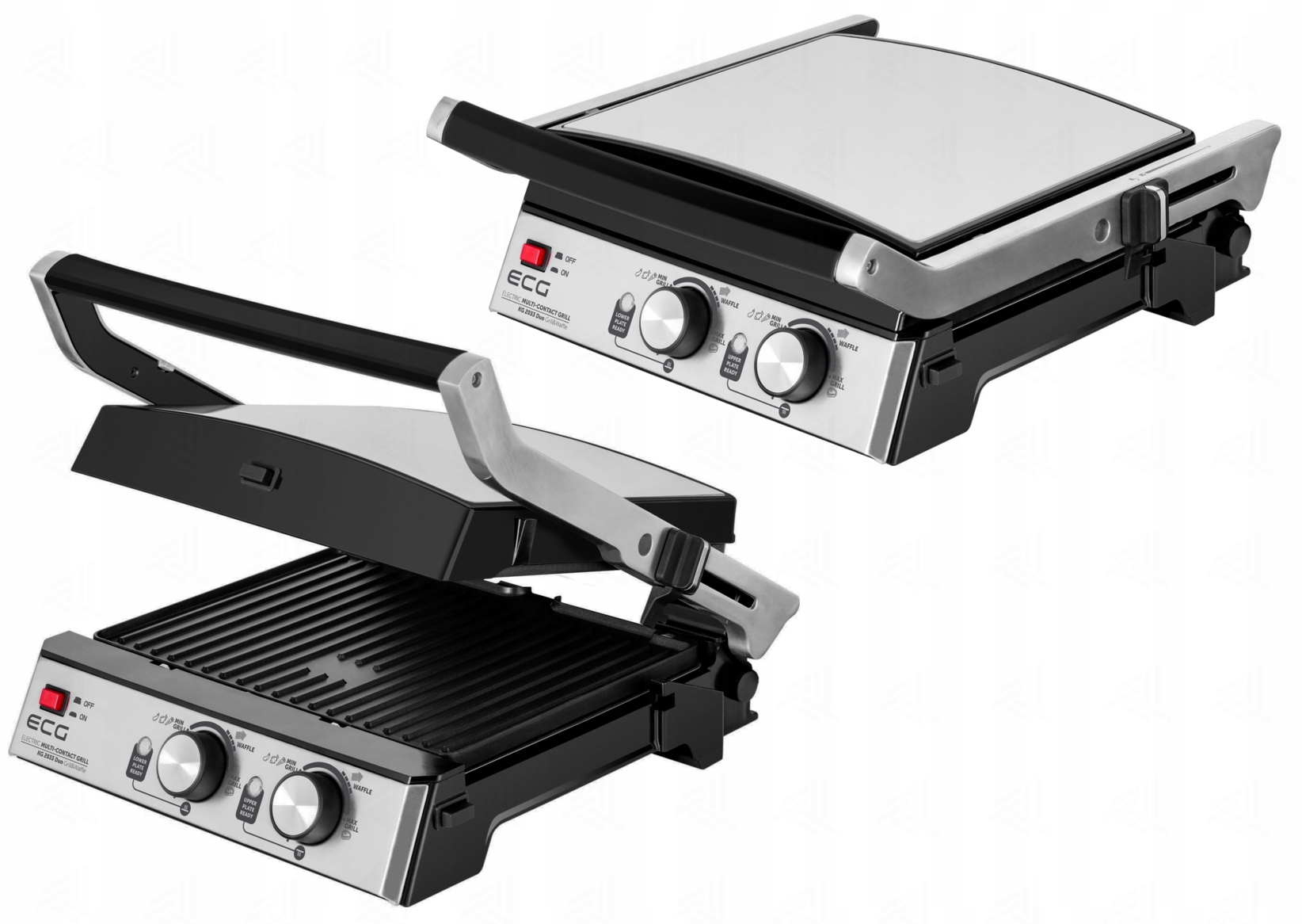 GRILL ELEKTRYCZNY ECG GOFRY PANINI BBQ OPIEKACZ 3w1 2000W SOLIDNY Waga produktu 5.65 kg