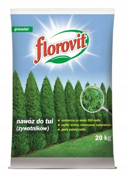 Nawóz do tui żywotników 20 kg Florovit gęsty wzrost, intensywna zieleń