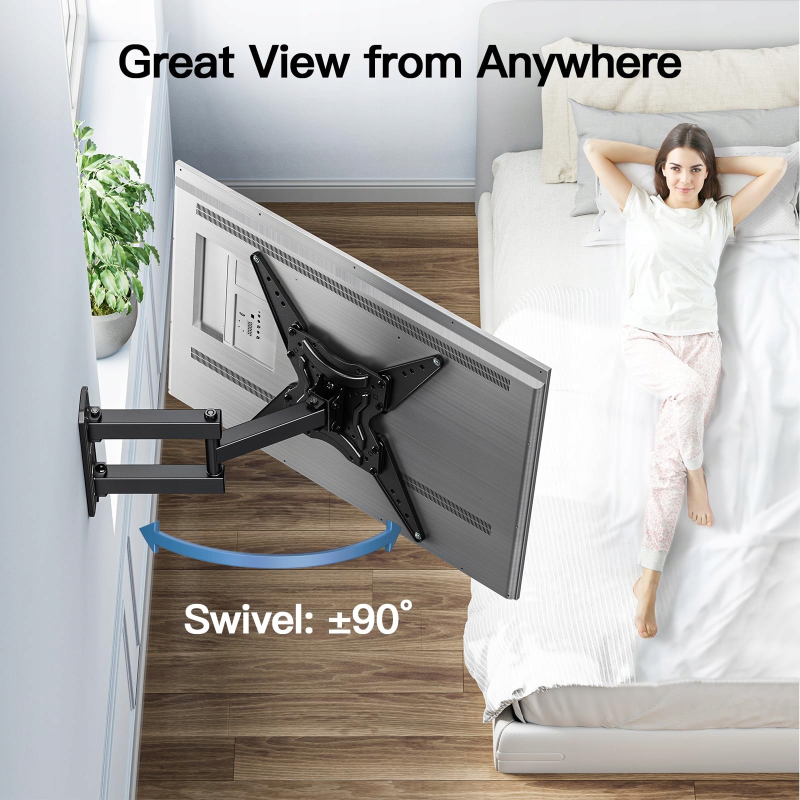PERLESMITH Uchwyt TV Ścienny Regulowany 26-60 Cal 35kg VESA 400x400 — miniatura 3