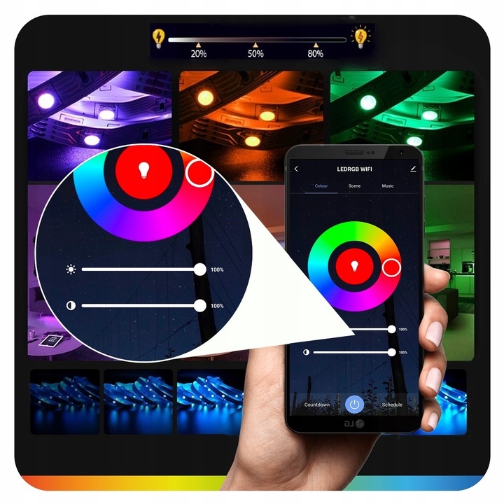 TAŚMA LED NEON 15M RGB (1x15)APLIKACJA WIFI TUYA PILOT IP67 24V WODOODPORNA Długość 15 m