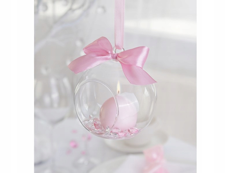 SZKLANA KULA Z OTWOREM WISZĄCA PRZEZROCZYSTA ŚWIECZNIK 10 CM ZESTAW 4 SZT Kolor dominujący bezbarwny