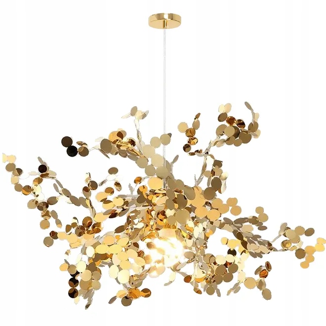 Závesná stropná lampa Gold Zlaté Listy Extravagantná Metal