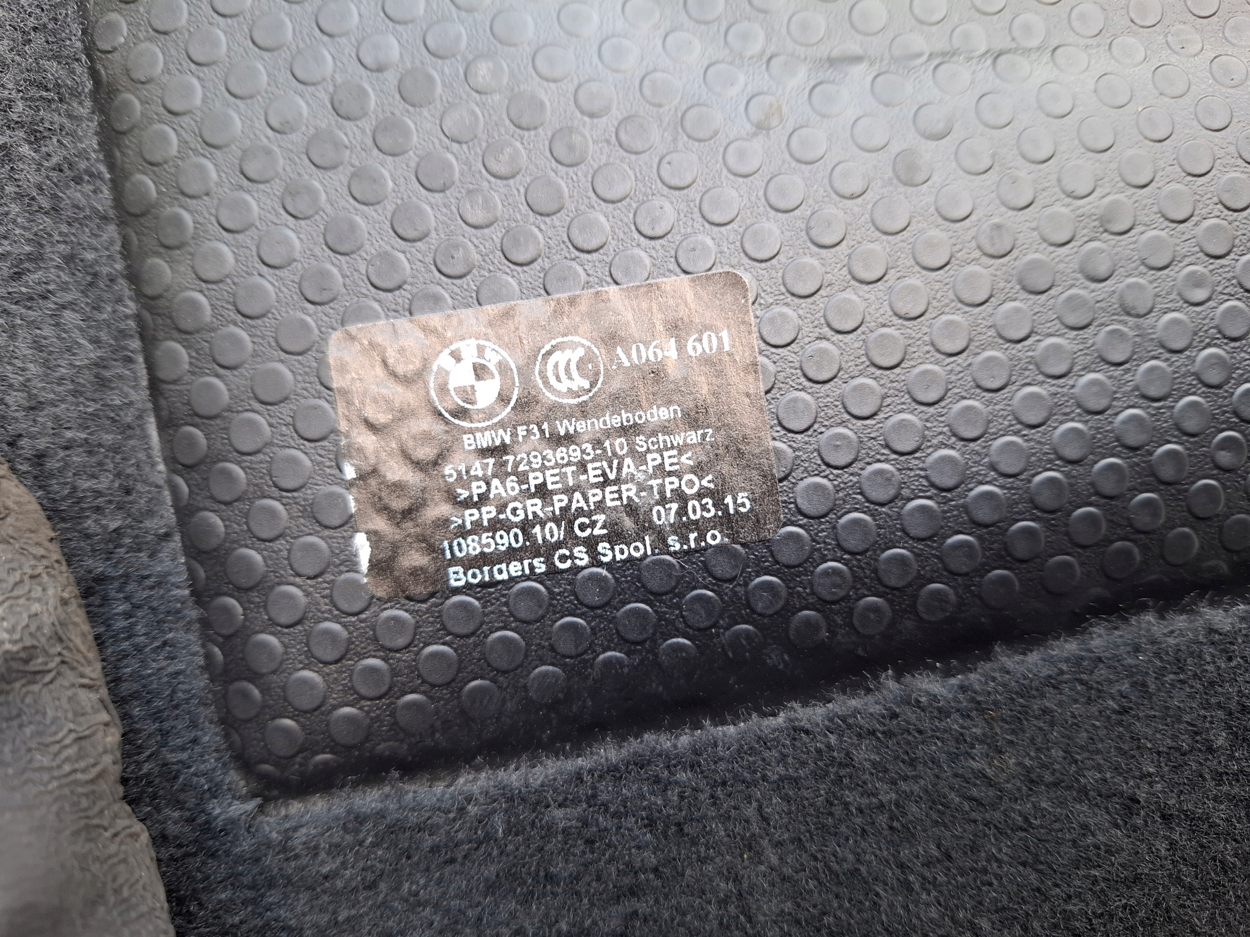BMW F31 floor mats boot black 7293693
