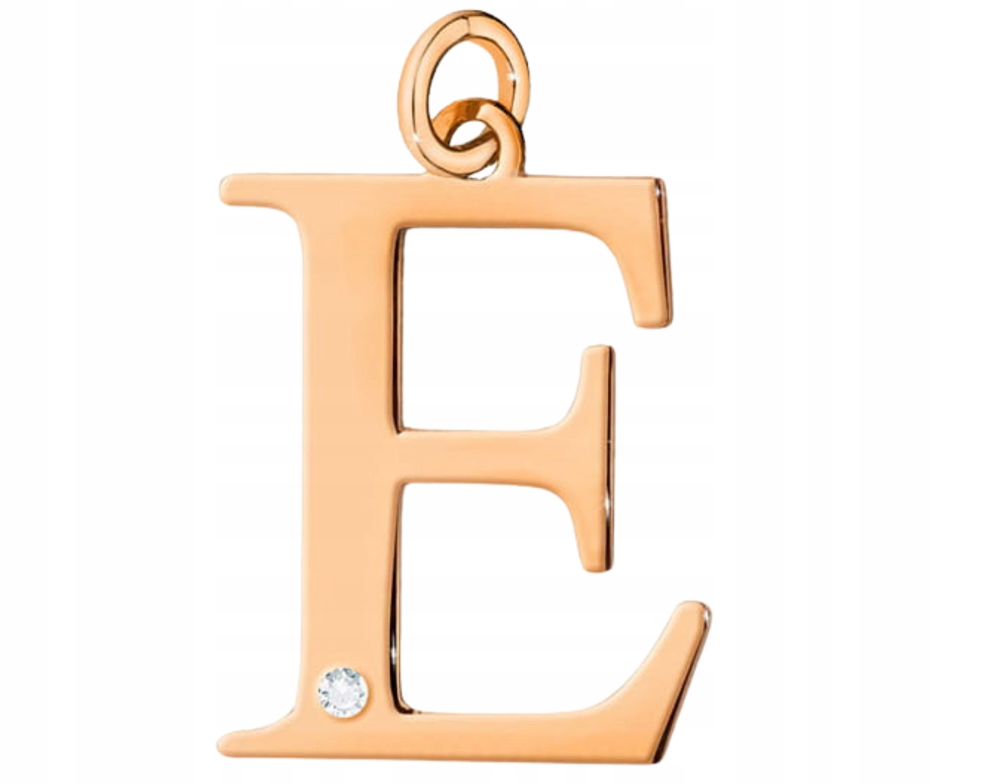 Růžové Zlato Přívěsek Přívěsek Malé Písmeno E Brylant Gravírování