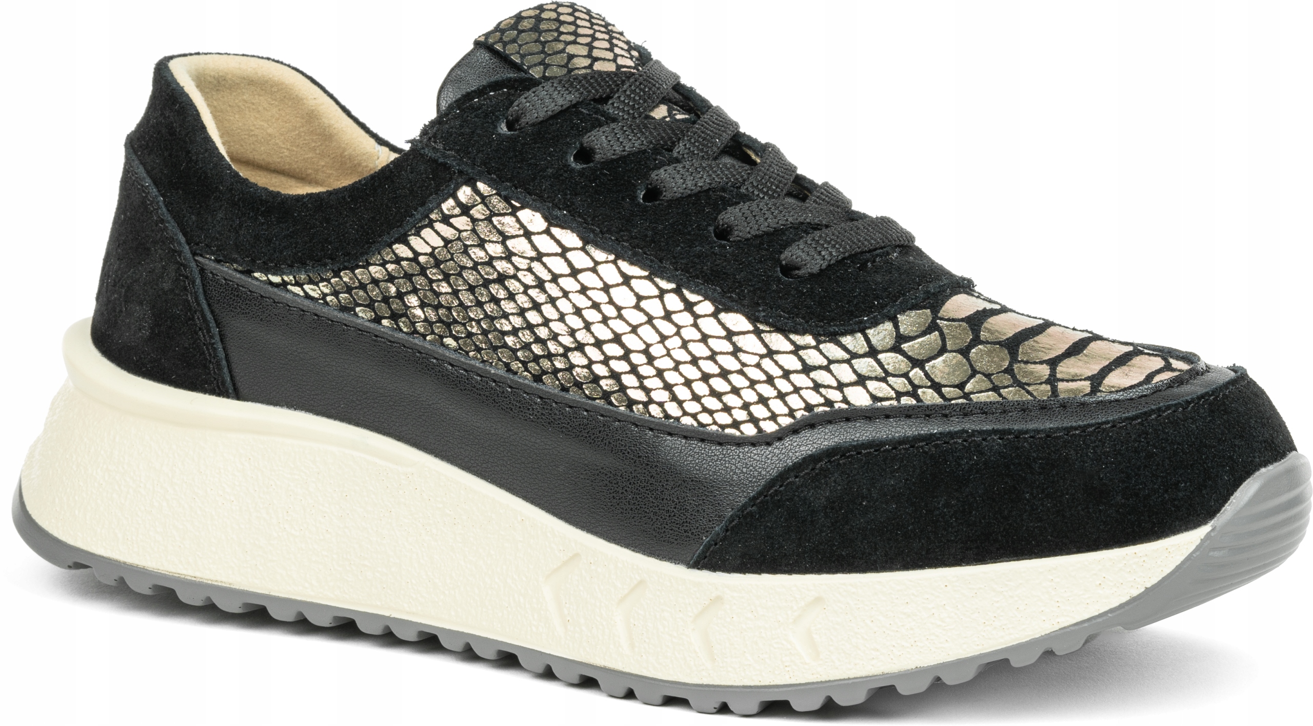 Tenisky sportovní kožené dámské Modne černo-zlaté Wojtyłko 40