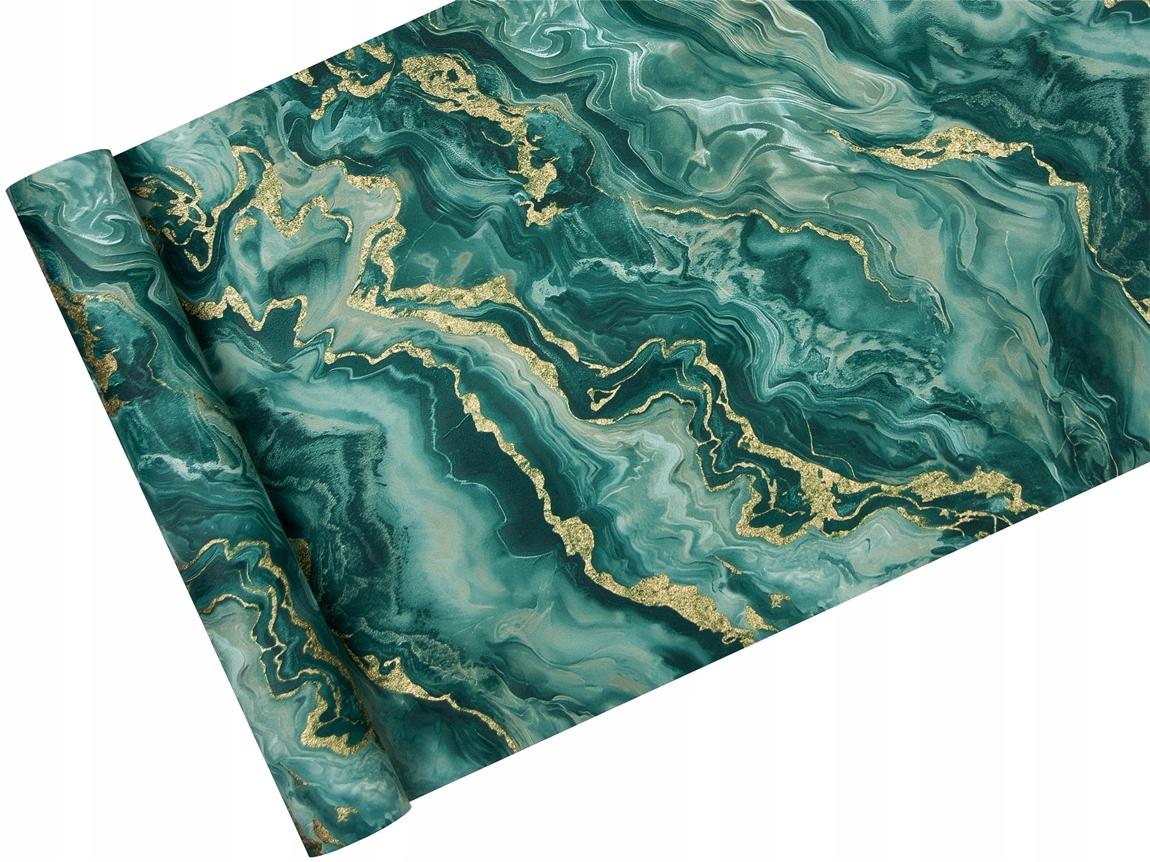 Tapeta jako Mramor Zeleno-zlatá na Flizelině lesklá