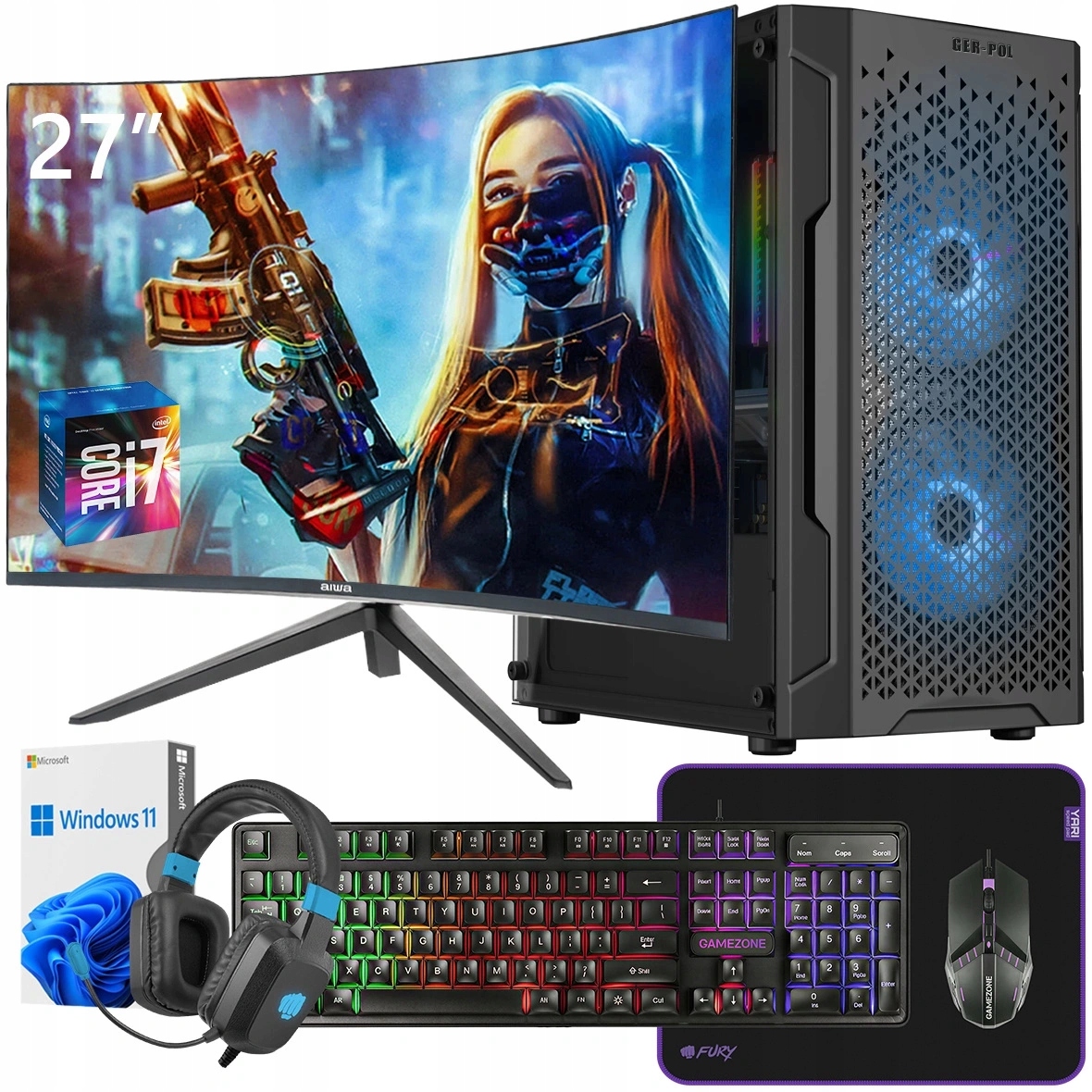 Počítačová sada Core i7 16GB Ram 512GB Ssd Windows 11 WiFi monitor 27"