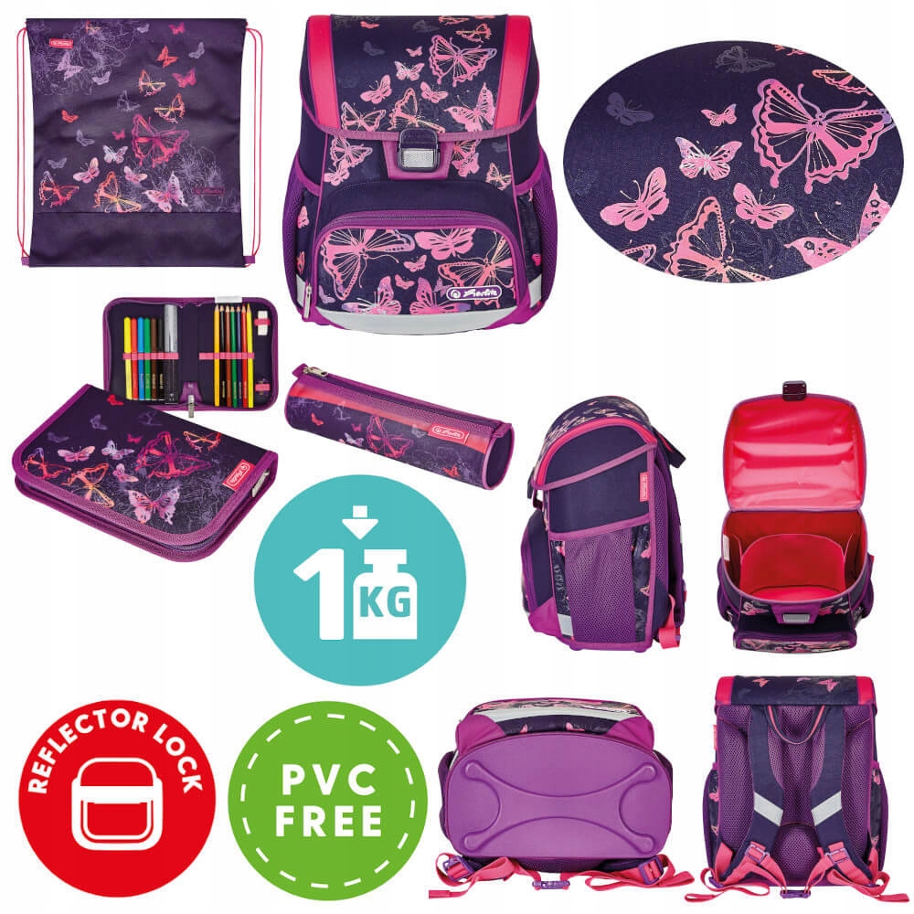 Zestaw tornister LOOP PLUS BUTTERFLIES Wysokość produktu 37 cm