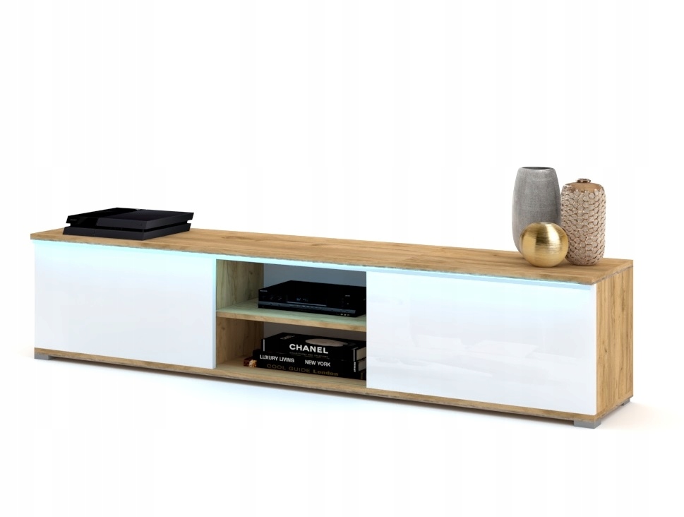 Rtv skříňka King Dub Craft Bílá Vysoký lesk Led