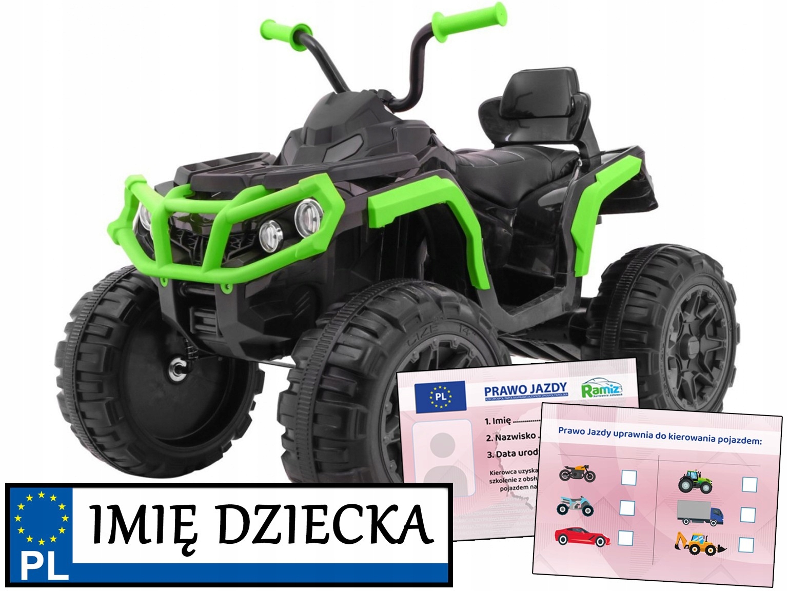 Quad Atv pojazd akumulatorowy dla dzieci Miękkie Koła Siedzenie Skoskóra