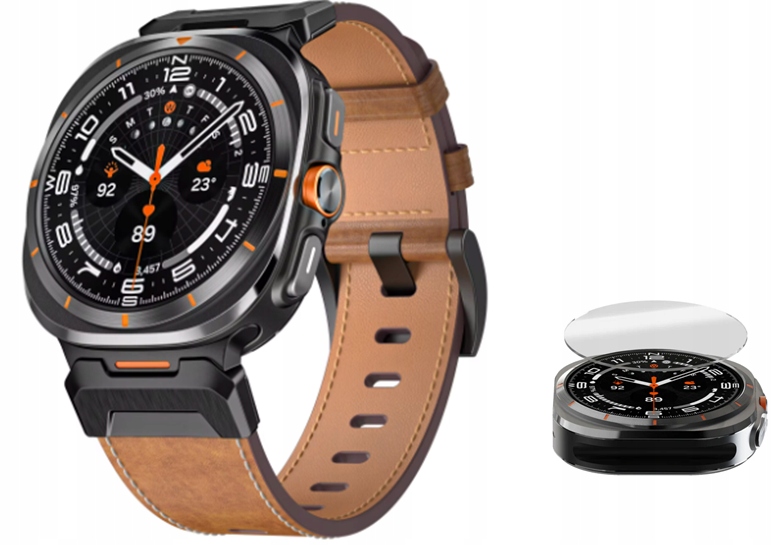 Pasek Skórzany Do Samsung Galaxy Watch Ultra 7 47MM Szkło Hartowane