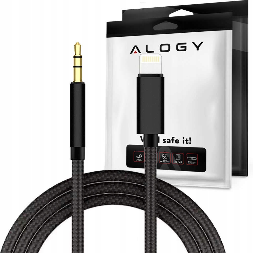 

Kabel 100cm Alogy Lightning do Aux mini jack 3.5mm