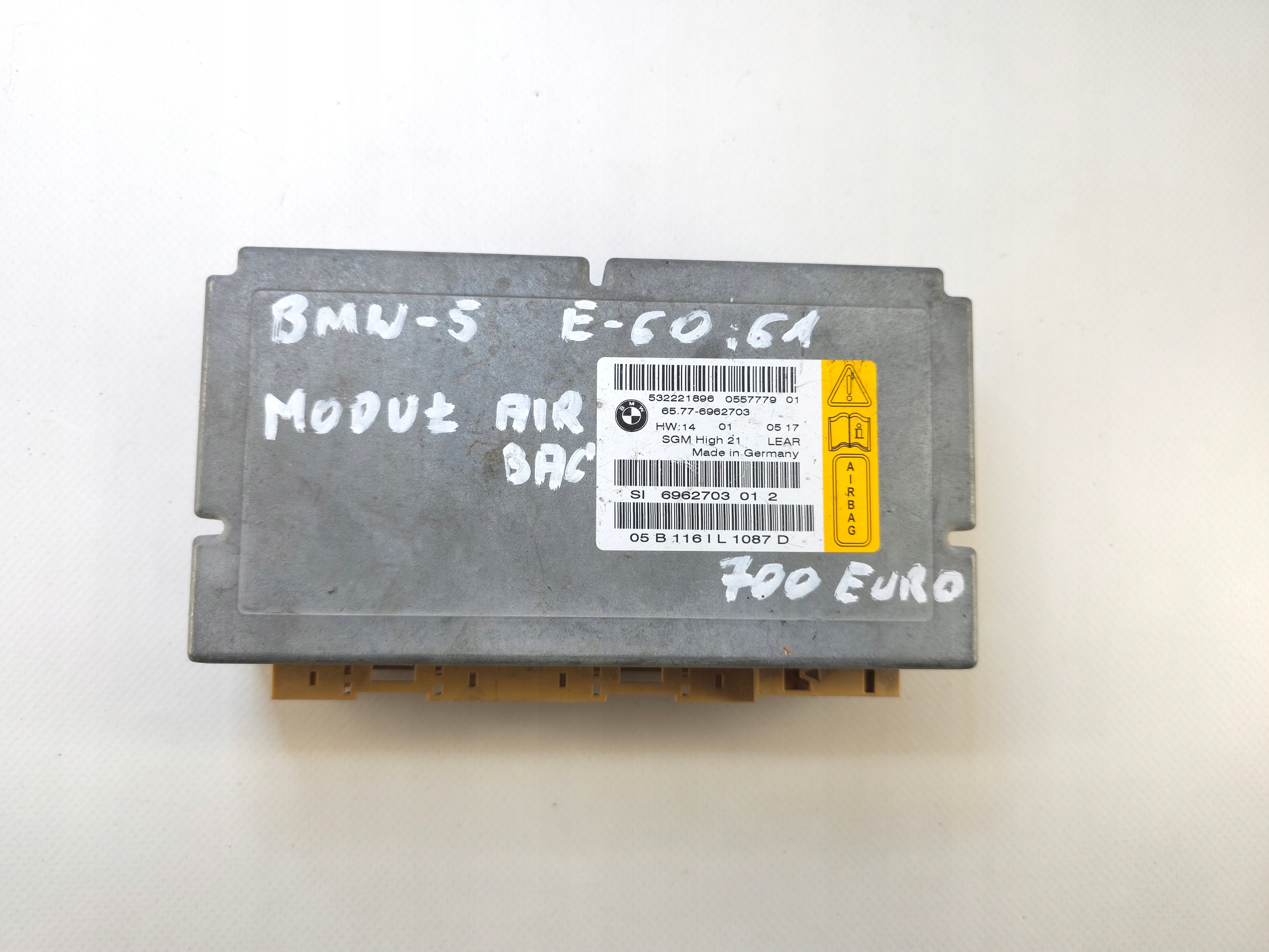 BMW E60 E61 MODUŁ STEROWNIK PODUSZEK POWIETRZNYCH ORYG PŃ#