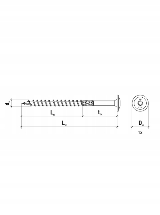 WKRĘTY CIESIELSKIE PODKŁADKOWY 6x70 TORX 100szt Kod producenta WKCP-06070