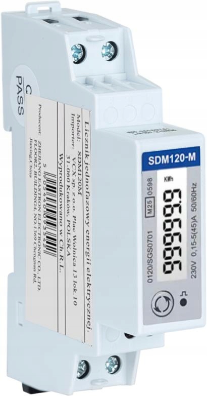 Jednofázový elektroměr s obousměrným modulem VCX SDM120M (MID)