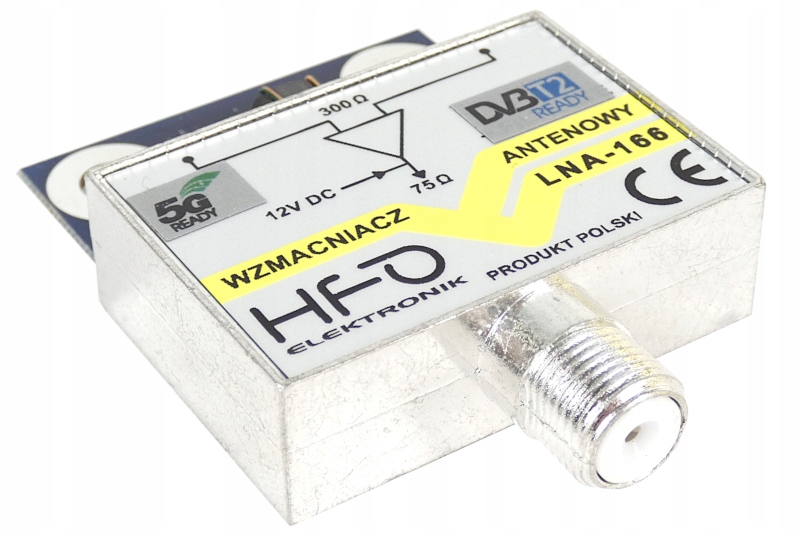Wzmacniacz antenowy DVB-T2 dopuszkowy LNA-166 5G 20dB zasilanie 12V Kod producenta LNA-166-5G