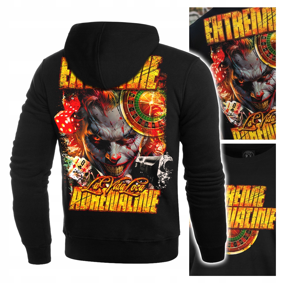Mikina s kapucí Extreme Adrenalin Joker La Vida Loca Hra Riziko Zábava 3XL