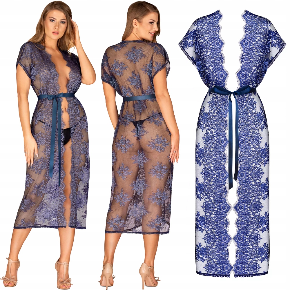 Průsvitný župan Obsessive Flowlace S/m