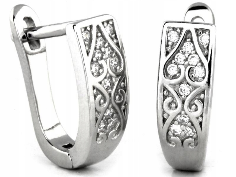 Stříbrné náušnice 925, úzké plechy s ornamentem, anglický bigel